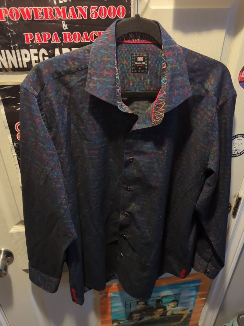 Sloane 044 Shirt Club Mens Dress Shirt Modern Fit Size L Long Sleeve Rainbow Geo